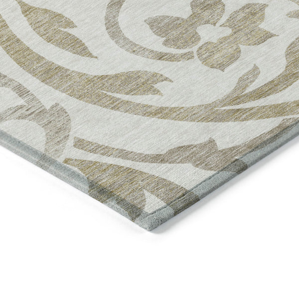 Homeroots 3' Beige Taupe And Copper Floral Area Rug - Durable, Washable Design For Indoor And Outdoor Spaces 5' X 8' Polyester 585803