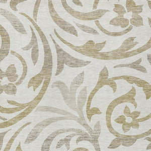 HomeRoots 5' Ivory Beige and Taupe Floral Area Rug - Durable, Washable Indoor-Outdoor Charm for Busy Homes 5' X 8' 585803