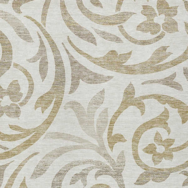 HomeRoots 5' Ivory Beige and Taupe Floral Area Rug - Durable, Washable Indoor-Outdoor Charm for Busy Homes 5' X 8' 585803