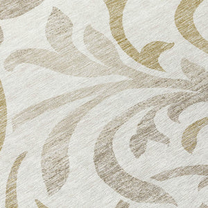 Homeroots 3' Beige Taupe And Copper Floral Area Rug - Durable, Washable Design For Indoor And Outdoor Spaces 8' Round Polyester 585804