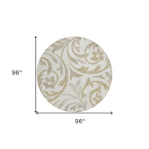 Homeroots 3' Beige Taupe And Copper Floral Area Rug - Durable, Washable Design For Indoor And Outdoor Spaces 8' Round Polyester 585804