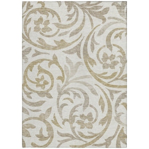 Homeroots 3' Beige Taupe And Copper Floral Area Rug - Durable, Washable Design For Indoor And Outdoor Spaces 8' X 10' Polyester 585805