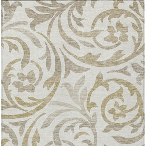Homeroots 3' Beige Taupe And Copper Floral Area Rug - Durable, Washable Design For Indoor And Outdoor Spaces 8' X 10' Polyester 585805