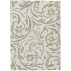 HomeRoots 9' Timeless Floral Ivory Beige and Taupe Area Rug for Indoor and Outdoor High-Traffic Spaces 9' X 12' 585806