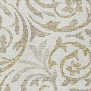 Homeroots 3' Beige Taupe And Copper Floral Area Rug - Durable, Washable Design For Indoor And Outdoor Spaces 9' X 12' Polyester 585806