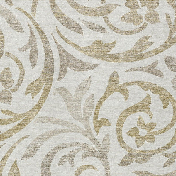 Homeroots 3' Beige Taupe And Copper Floral Area Rug - Durable, Washable Design For Indoor And Outdoor Spaces 9' X 12' Polyester 585806