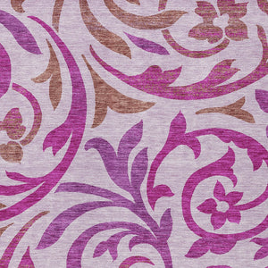 Homeroots 3' Beige Taupe And Copper Floral Area Rug - Durable, Washable Design For Indoor And Outdoor Spaces 3' X 5' Polyester 585808