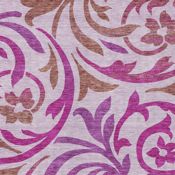 Homeroots 3' Beige Taupe And Copper Floral Area Rug - Durable, Washable Design For Indoor And Outdoor Spaces 5' X 8' Polyester 585809