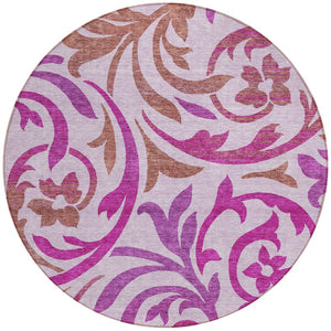 Homeroots 3' Beige Taupe And Copper Floral Area Rug - Durable, Washable Design For Indoor And Outdoor Spaces 8' Round Polyester 585810