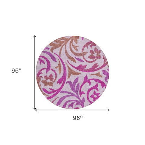 Homeroots 3' Beige Taupe And Copper Floral Area Rug - Durable, Washable Design For Indoor And Outdoor Spaces 8' Round Polyester 585810