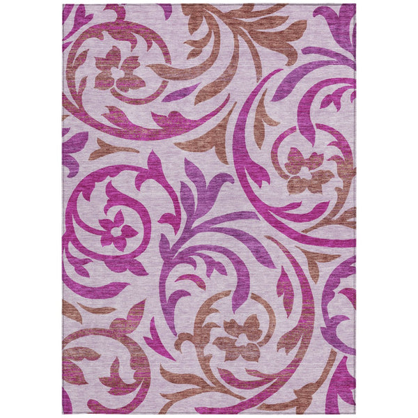 Homeroots 3' Beige Taupe And Copper Floral Area Rug - Durable, Washable Design For Indoor And Outdoor Spaces 8' X 10' Polyester 585811
