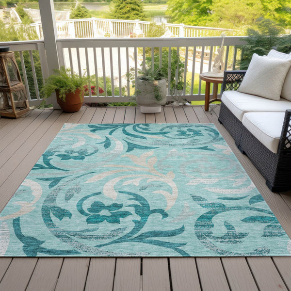 Homeroots 3' Beige Taupe And Copper Floral Area Rug - Durable, Washable Design For Indoor And Outdoor Spaces 3' X 5' Polyester 585814