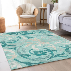 Homeroots 3' Beige Taupe And Copper Floral Area Rug - Durable, Washable Design For Indoor And Outdoor Spaces 3' X 5' Polyester 585814