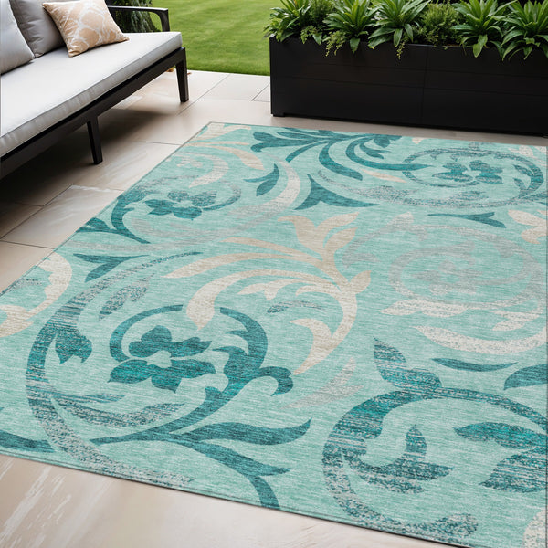 Homeroots 3' Beige Taupe And Copper Floral Area Rug - Durable, Washable Design For Indoor And Outdoor Spaces 5' X 8' Polyester 585815