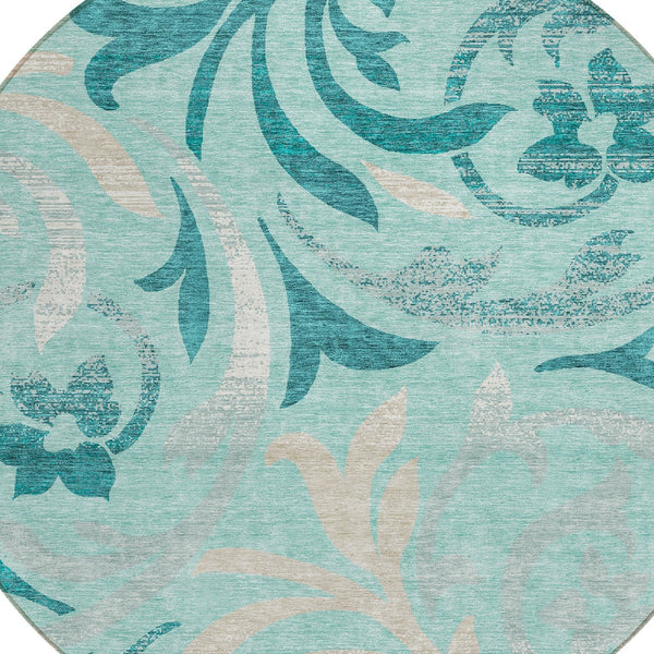 Homeroots 3' Beige Taupe And Copper Floral Area Rug - Durable, Washable Design For Indoor And Outdoor Spaces 8' Round Polyester 585816