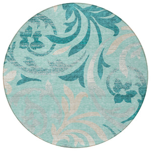 Homeroots 3' Beige Taupe And Copper Floral Area Rug - Durable, Washable Design For Indoor And Outdoor Spaces 8' Round Polyester 585816