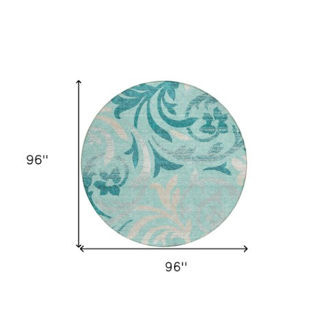 Homeroots 3' Beige Taupe And Copper Floral Area Rug - Durable, Washable Design For Indoor And Outdoor Spaces 8' Round Polyester 585816