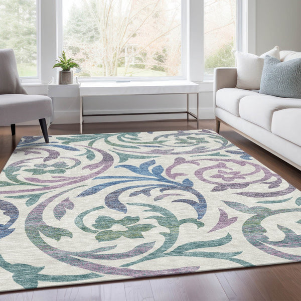 Homeroots 3' Beige Taupe And Copper Floral Area Rug - Durable, Washable Design For Indoor And Outdoor Spaces 3' X 5' Polyester 585820