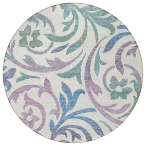 Homeroots 3' Beige Taupe And Copper Floral Area Rug - Durable, Washable Design For Indoor And Outdoor Spaces 8' Round Polyester 585822
