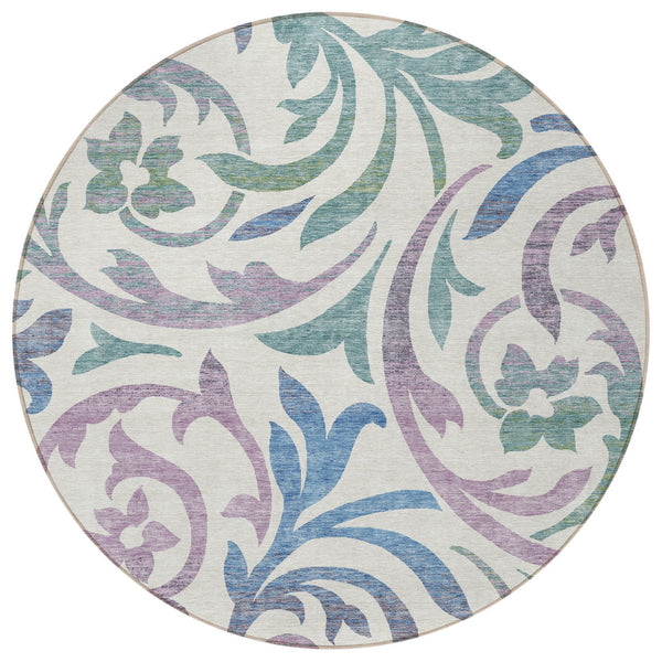 Homeroots 3' Beige Taupe And Copper Floral Area Rug - Durable, Washable Design For Indoor And Outdoor Spaces 8' Round Polyester 585822