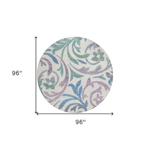 Homeroots 3' Beige Taupe And Copper Floral Area Rug - Durable, Washable Design For Indoor And Outdoor Spaces 8' Round Polyester 585822