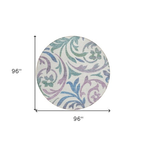 Homeroots 3' Beige Taupe And Copper Floral Area Rug - Durable, Washable Design For Indoor And Outdoor Spaces 8' Round Polyester 585822