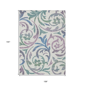 Homeroots 3' Beige Taupe And Copper Floral Area Rug - Durable, Washable Design For Indoor And Outdoor Spaces 9' X 12' Polyester 585824