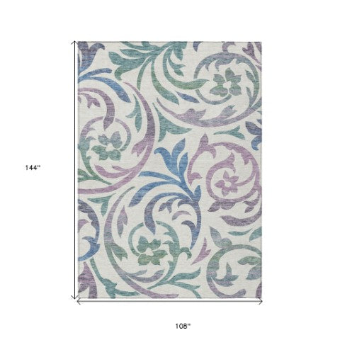 Homeroots 3' Beige Taupe And Copper Floral Area Rug - Durable, Washable Design For Indoor And Outdoor Spaces 9' X 12' Polyester 585824