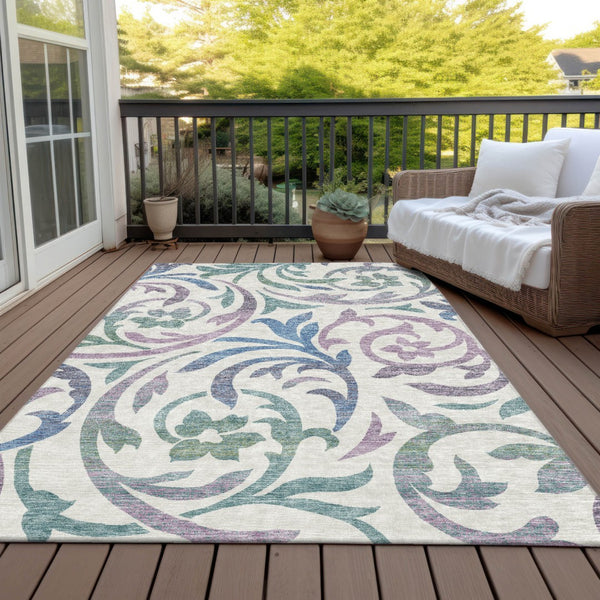 Homeroots 3' Beige Taupe And Copper Floral Area Rug - Durable, Washable Design For Indoor And Outdoor Spaces 9' X 12' Polyester 585824