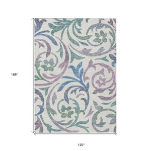 Homeroots 3' Beige Taupe And Copper Floral Area Rug - Durable, Washable Design For Indoor And Outdoor Spaces 10' X 14' Polyester 585825