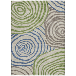 Homeroots 3' Beige Taupe And Green Abstract Washable Area Rug For Indoor And Outdoor High-traffic Spaces 3' X 5' Polyester 585826