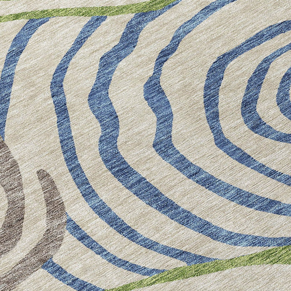 Homeroots 3' Beige Taupe And Green Abstract Washable Area Rug For Indoor And Outdoor High-traffic Spaces 3' X 5' Polyester 585826