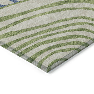 HomeRoots 5' Modern Abstract Beige Taupe and Green Washable Area Rug for Indoor and Outdoor Use 5' X 8' 585827