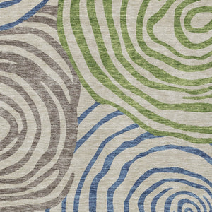 Homeroots 3' Beige Taupe And Green Abstract Washable Area Rug For Indoor And Outdoor High-traffic Spaces 8' X 10' Polyester 585829