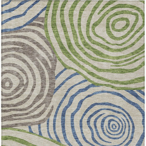 Homeroots 3' Beige Taupe And Green Abstract Washable Area Rug For Indoor And Outdoor High-traffic Spaces 9' X 12' Polyester 585830