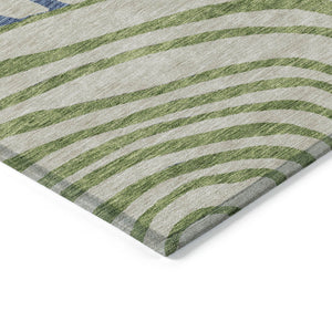 Homeroots 3' Beige Taupe And Green Abstract Washable Area Rug For Indoor And Outdoor High-traffic Spaces 10' X 14' Polyester 585831