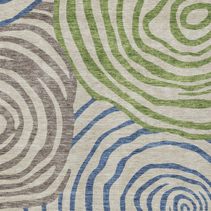 Homeroots 3' Beige Taupe And Green Abstract Washable Area Rug For Indoor And Outdoor High-traffic Spaces 10' X 14' Polyester 585831