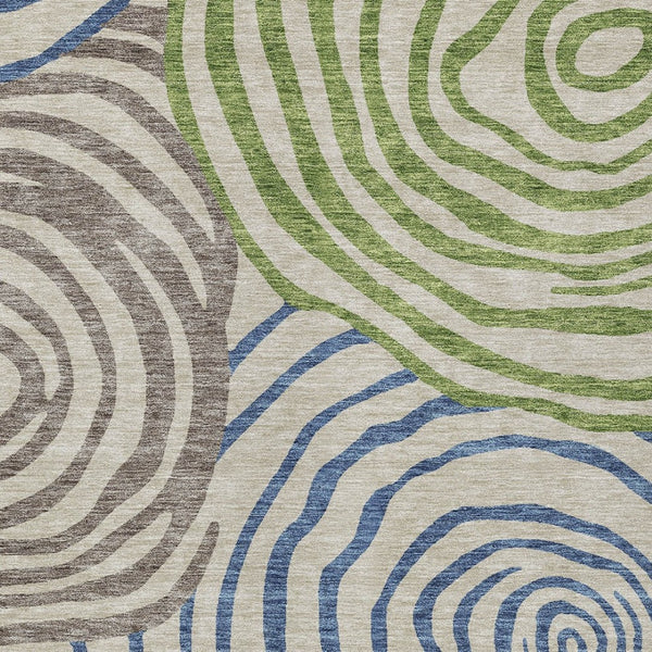 Homeroots 3' Beige Taupe And Green Abstract Washable Area Rug For Indoor And Outdoor High-traffic Spaces 10' X 14' Polyester 585831