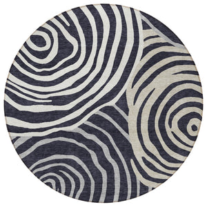Homeroots 3' Beige Taupe And Green Abstract Washable Area Rug For Indoor And Outdoor High-traffic Spaces 8' Round Polyester 585834