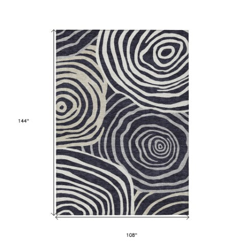 Homeroots 3' Beige Taupe And Green Abstract Washable Area Rug For Indoor And Outdoor High-traffic Spaces 9' X 12' Polyester 585836