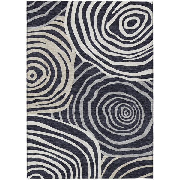 HomeRoots 9' Black Charcoal and Gray Abstract Washable Area Rug for Indoor and Outdoor Durability and Style 9' X 12' 585836