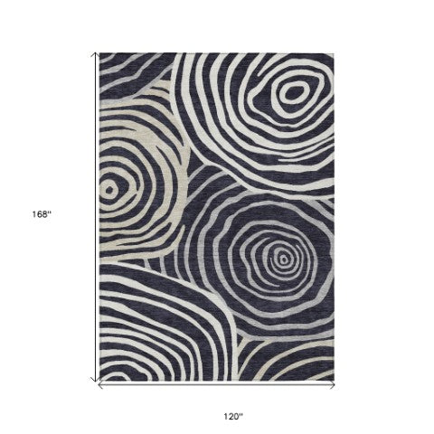 Homeroots 3' Beige Taupe And Green Abstract Washable Area Rug For Indoor And Outdoor High-traffic Spaces 10' X 14' Polyester 585837