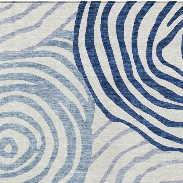 HomeRoots 5' Ivory and Navy Blue Abstract Area Rug - Stylish, Durable, Washable for Indoor and Outdoor Use 5' X 8' 585839