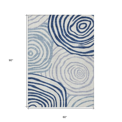 Homeroots 3' Beige Taupe And Green Abstract Washable Area Rug For Indoor And Outdoor High-traffic Spaces 5' X 8' Polyester 585839