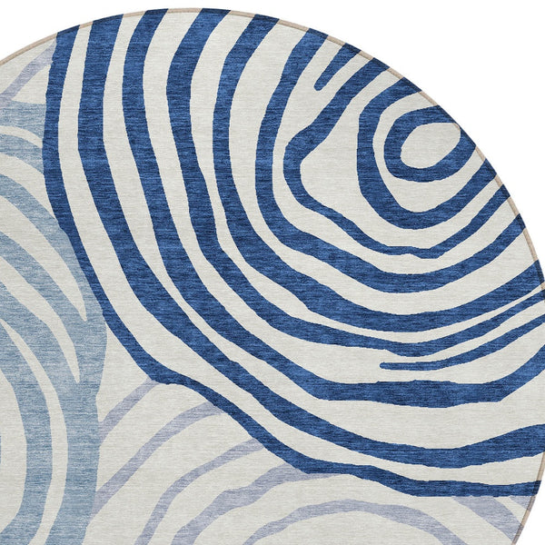 Homeroots 3' Beige Taupe And Green Abstract Washable Area Rug For Indoor And Outdoor High-traffic Spaces 8' Round Polyester 585840