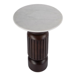 Butler Specialty Nala Elegant Round Marble Top Side Table With Solid Wood Geometric Base For Modern Home Decor Brown Mango,Marble,Iron 5858455-butler
