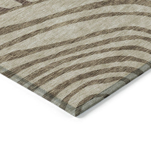Homeroots 3' Beige Taupe And Green Abstract Washable Area Rug For Indoor And Outdoor High-traffic Spaces 5' X 8' Polyester 585845
