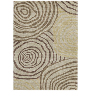 Homeroots 3' Beige Taupe And Green Abstract Washable Area Rug For Indoor And Outdoor High-traffic Spaces 5' X 8' Polyester 585845