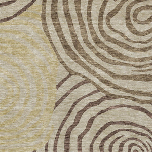 Homeroots 3' Beige Taupe And Green Abstract Washable Area Rug For Indoor And Outdoor High-traffic Spaces 8' X 10' Polyester 585847