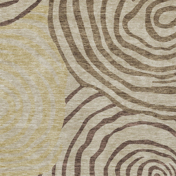 Homeroots 3' Beige Taupe And Green Abstract Washable Area Rug For Indoor And Outdoor High-traffic Spaces 8' X 10' Polyester 585847